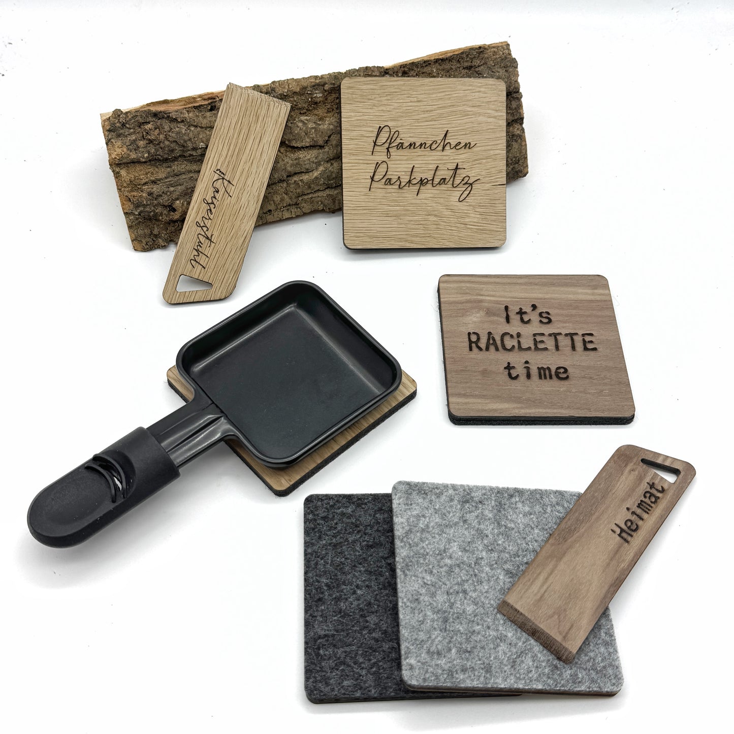 Filzuntersetzer - Raclette Nussbaum/Eiche