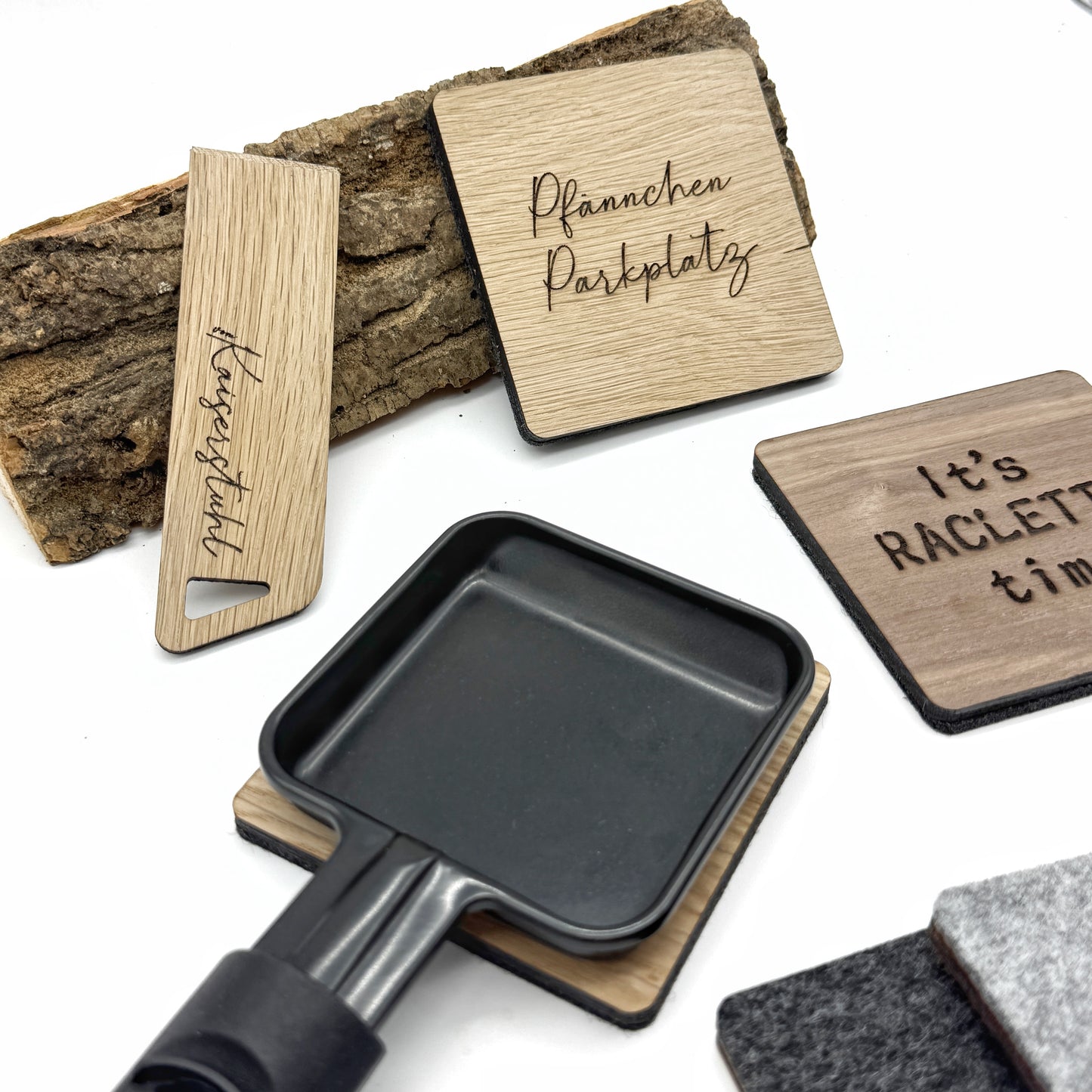 Filzuntersetzer - Raclette Nussbaum/Eiche