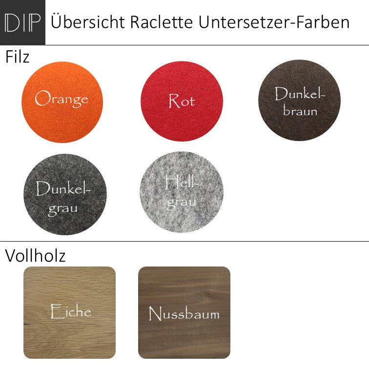 Filzuntersetzer - Raclette Nussbaum/Eiche