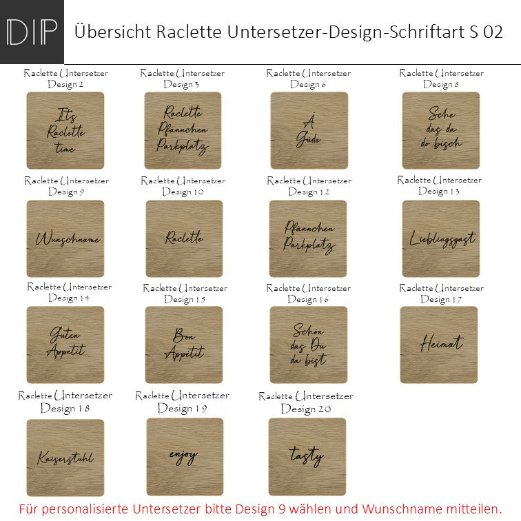 Filzuntersetzer - Raclette Nussbaum/Eiche