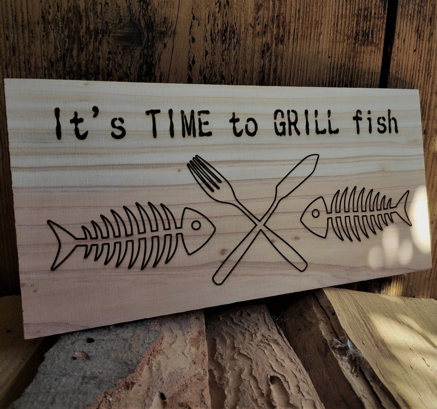 Grillbrett fish Holz