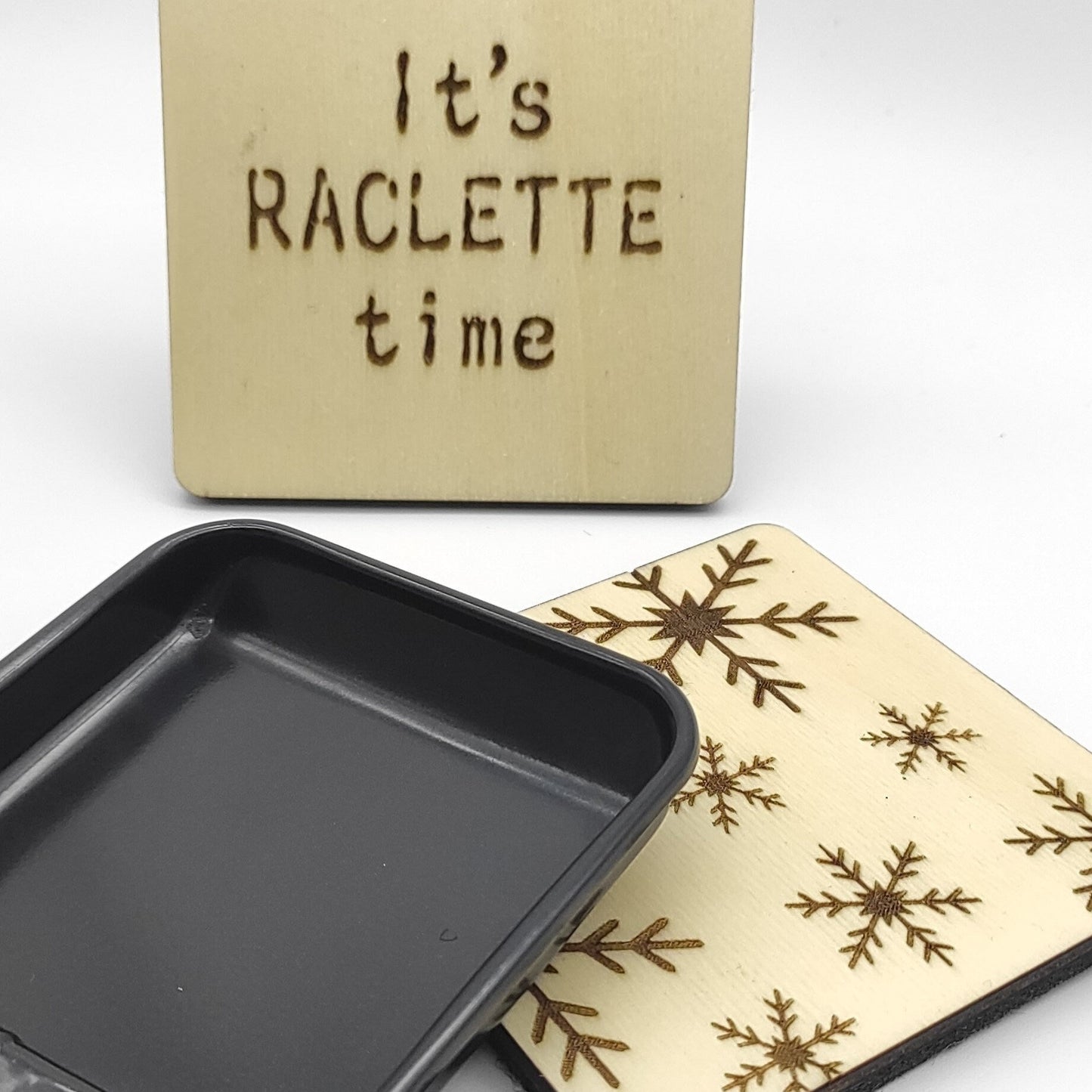 Filzunterstzer - Raclette - It´s Raclette time - Schneeflocke