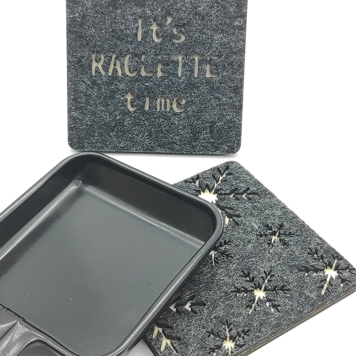 Filzunterstzer - Raclette - It´s Raclette time - Schneeflocke
