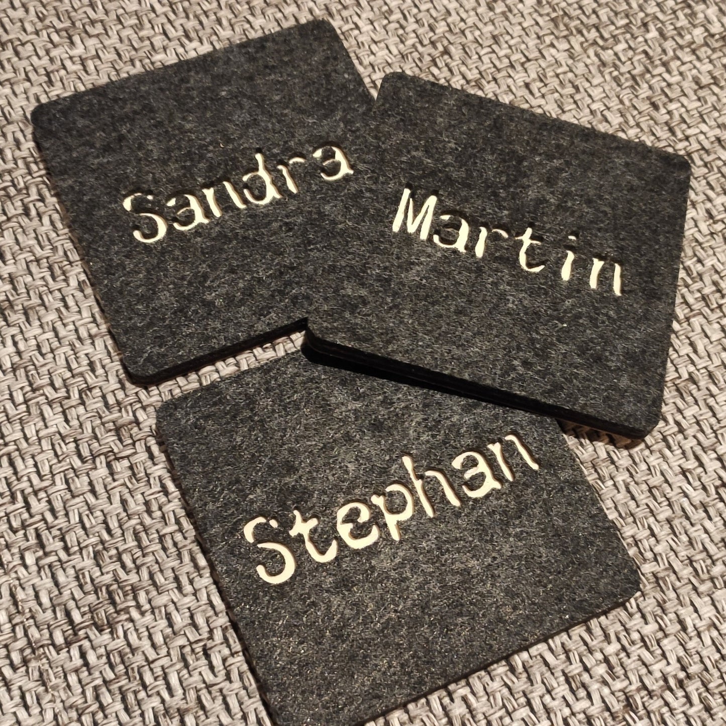 Filzunterstzer - Raclette Wunschname Sandra Martin Stephan