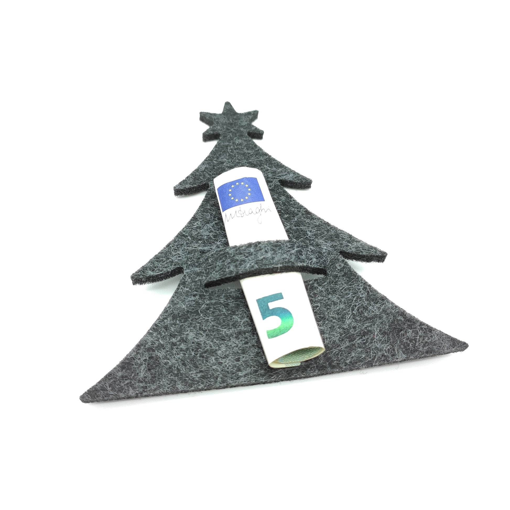 Geldgeschenk Filz Baum Geld dunklegrau