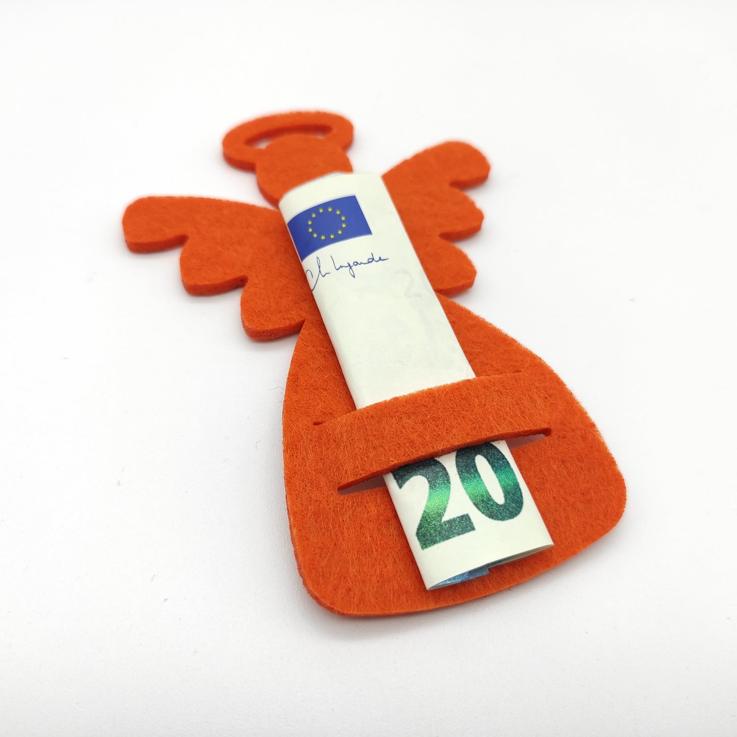 Geldgeschenk Filz Endgel Geld orange