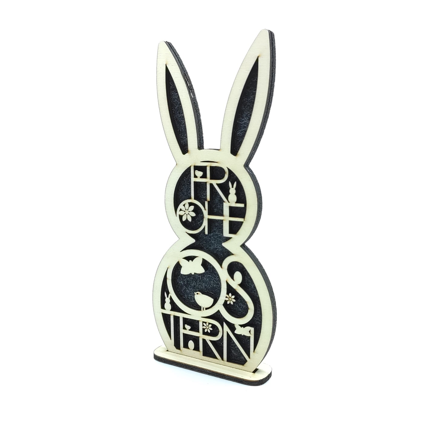 Osterdekoration - Osterhase und Osterei aus Holz mit Filz