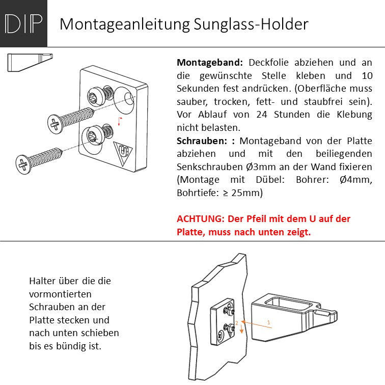 Montageanleitung Sunglass-Holder Wandhalter - Sonnenbrillen