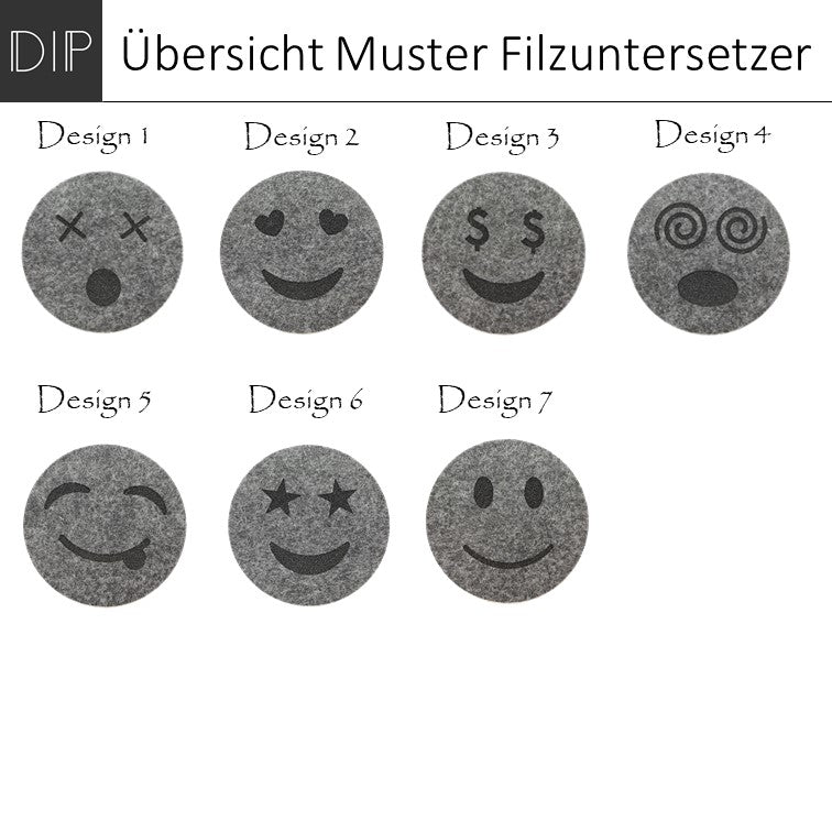 Filzuntersetzer - Smiley