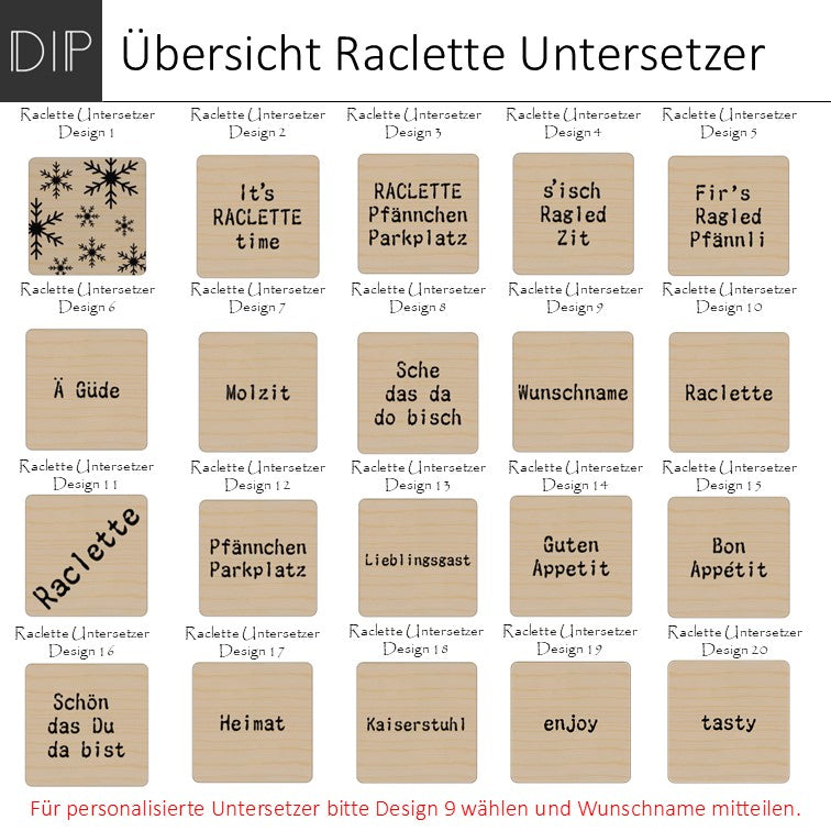 Filzuntersetzer - Raclette Pappel