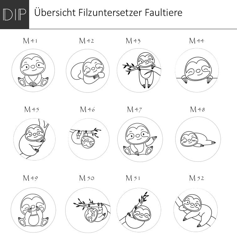 Filzuntersetzer - Faultiere