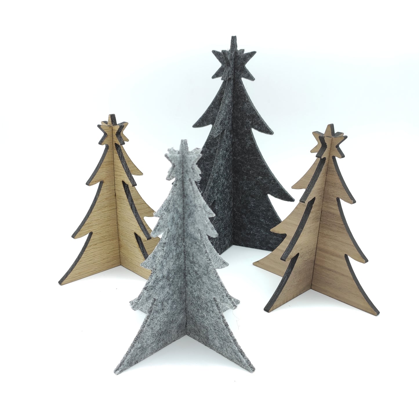 Weihnachtsdeko- Bäume aus Holz und Filz