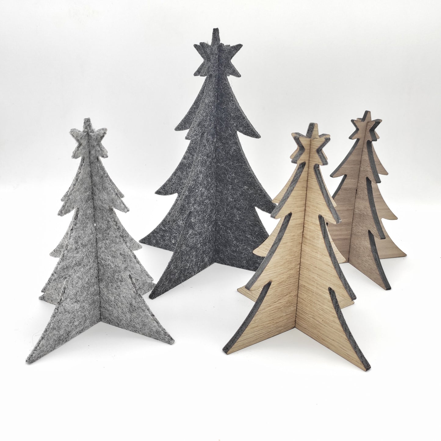 Weihnachtsdeko- Bäume aus Holz und Filz