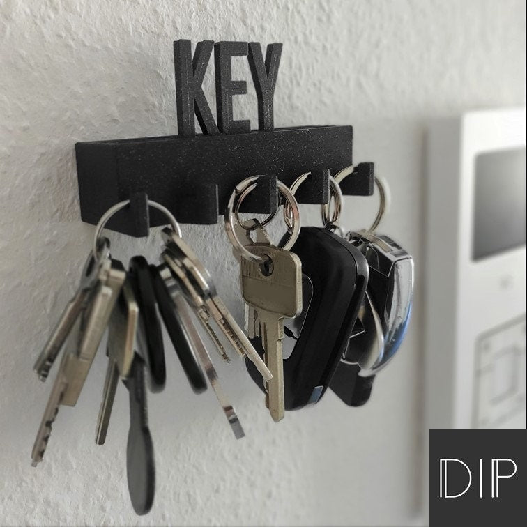 Wandhalter - Schlüssel schwarz glitzer 5 fach Halter  Key