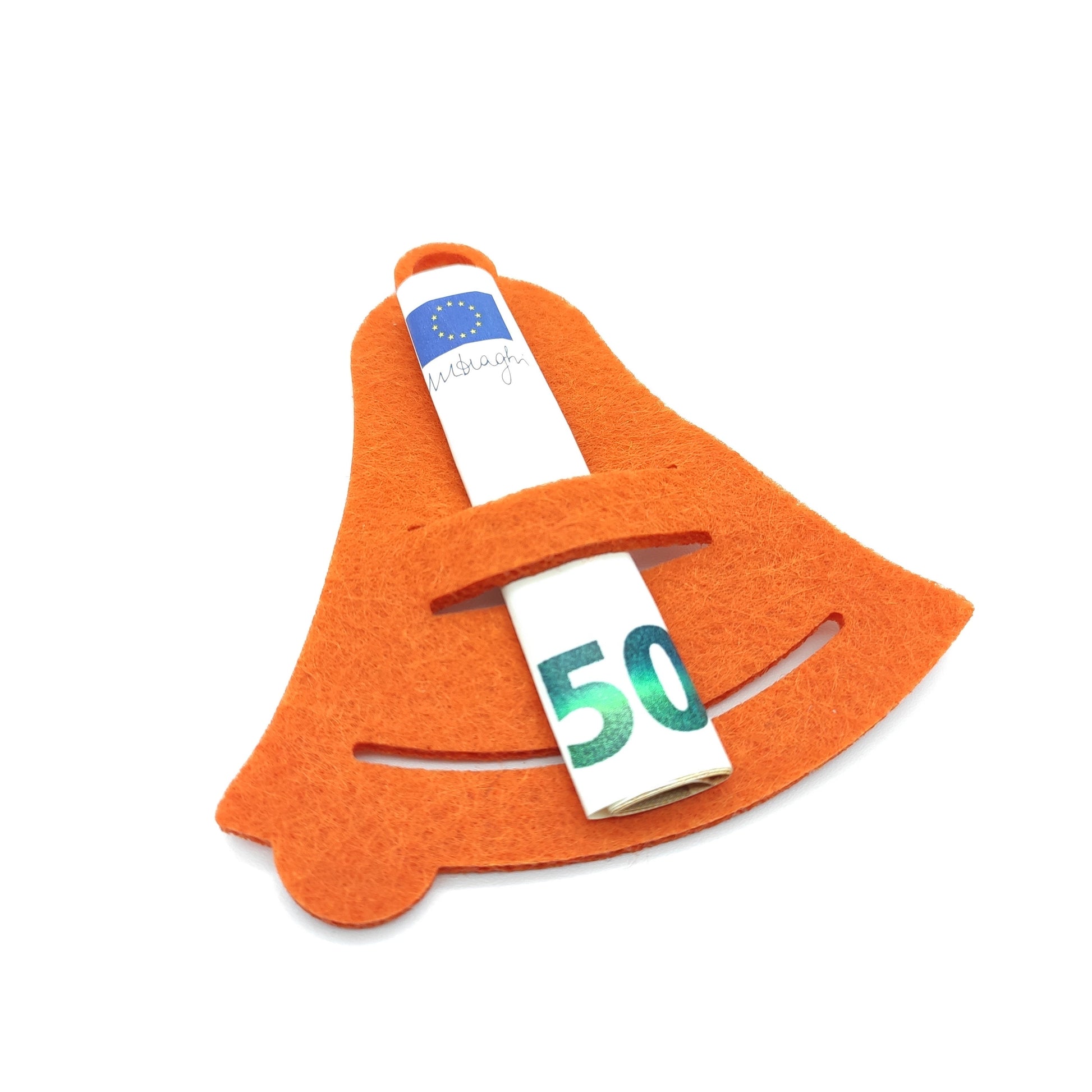 Geldgeschenk Filz  Glocke Geld orange