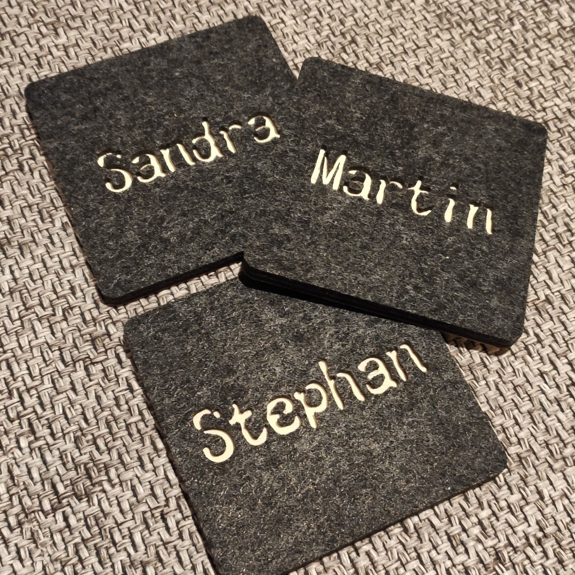 Filzunterstzer - Raclette Wunschname Sandra Martin Stephan 