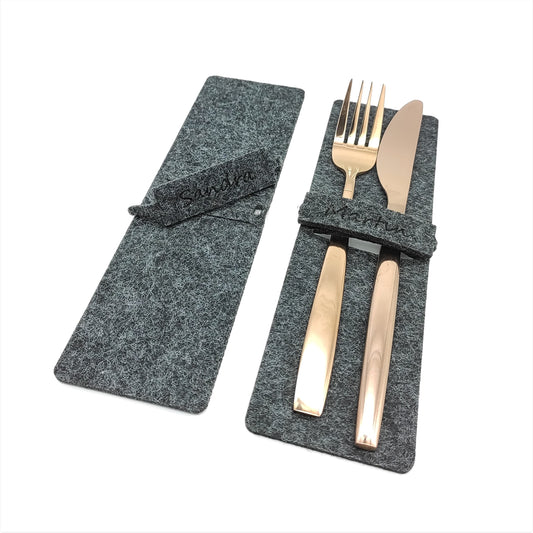 Filz Bestecktasche Besteck dunkelgrau