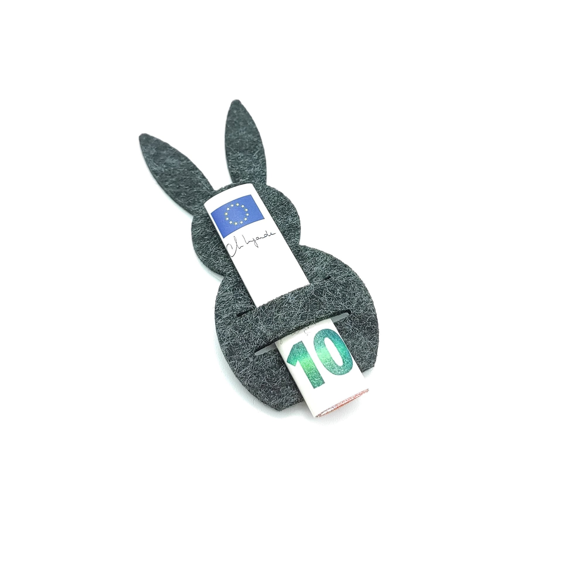 Geldgeschenk Filz  Hase Geld dukelgrau